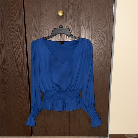 Shinestar Tops - Shinestar Deep Blue V-Neck Blouse